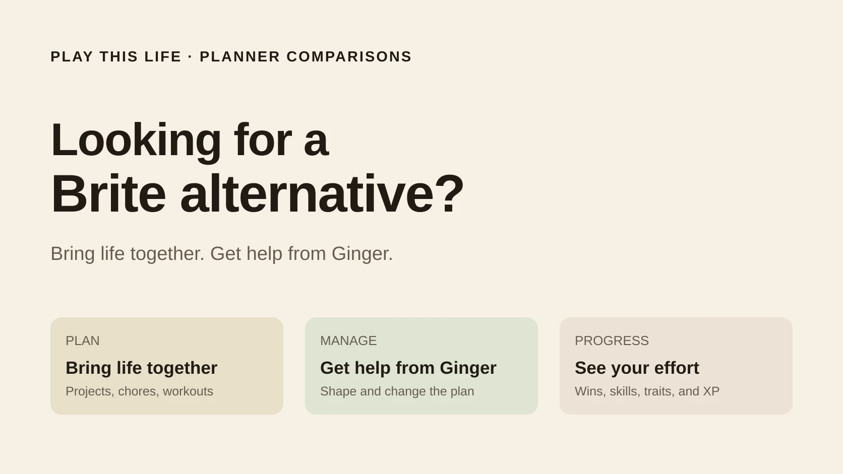 Brite and Play This Life comparison: everyday planning, help managing the plan, and visible progress