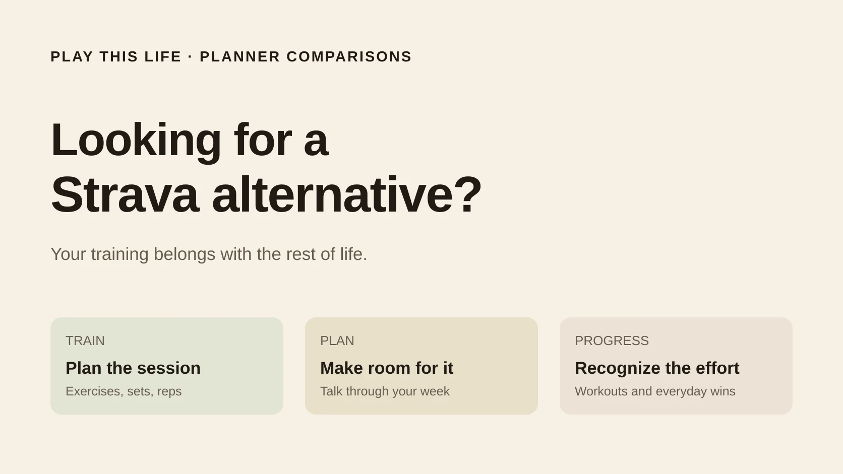 Play This Life: plan workouts, fit them into everyday life, and see your progress
