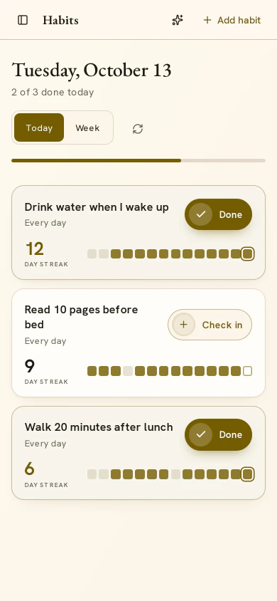 Daily habits