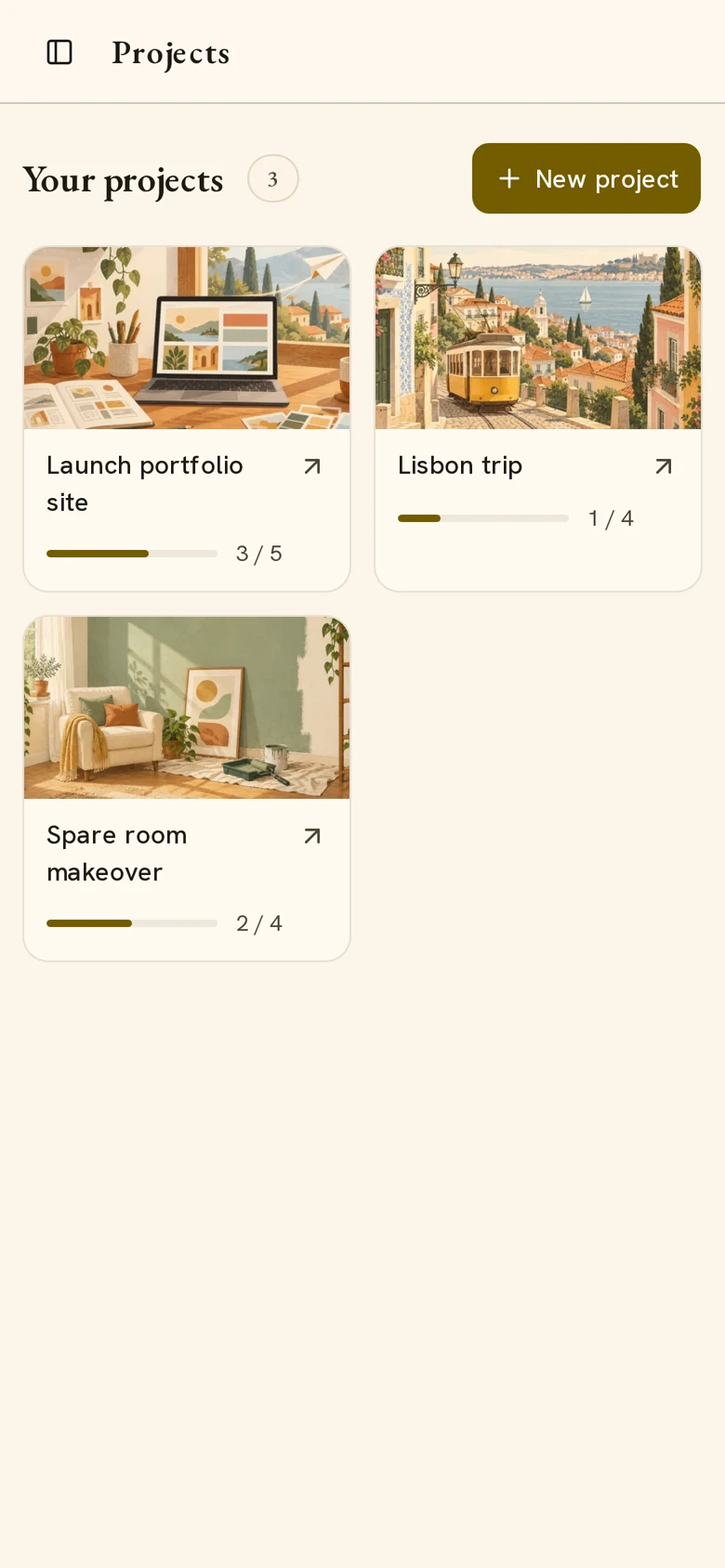 A project broken into next steps